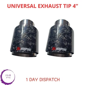 EXHAUST TIP 2x AKRAPOVIC SILVER & FORGED CARBON FIBRE 4” UNIVERSAL STAINLESS - Picture 1 of 9