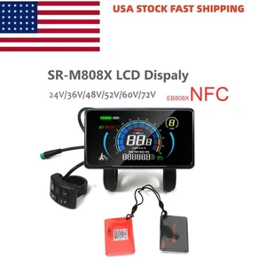 US Ebike 24V/36V/48V/52V/60V/72V NFC SR-M808X Display Speed Meter Control Panel - Picture 1 of 12