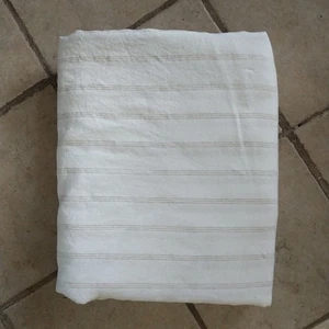 MUJI Duvet Cover Twin Size 100%Linen Cream Pin Striped Neutral Farmhouse Country - Picture 1 of 7