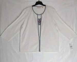 ALFRED DUNNER 1X Floral Embroidered Beaded Knit Pullover 2in1 Sweater NWT - Picture 1 of 8