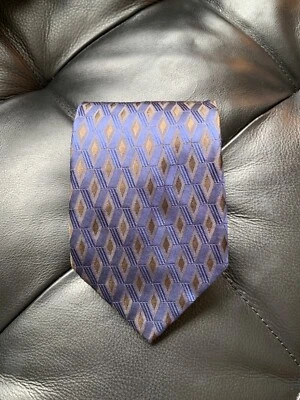 Gravata Ermenegildo Zegna diamantes azuis em cinza 100% seda feita na Itália 3,75"x58" - Imagem 1 de 4