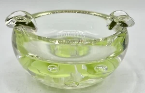 MCM Vintage St. Clair Art Glas Blume Briefbeschwerer Aschenbecher hellgrün - Bild 1 von 7