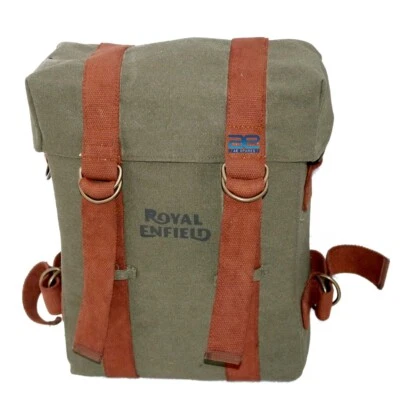 AESPARES Pour Royal Enfield 350 500 Toile Sacoche Résistant Vert Neuf