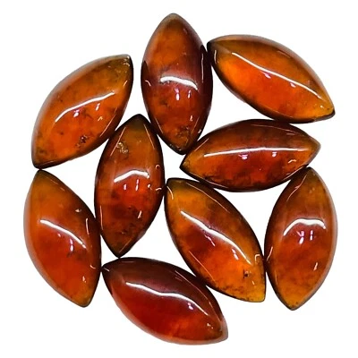 9 Pcs Natural Hessonite Garnet 16-17mm Marquise Loose Cabochon Gemstones Lot - Image 1 of 4