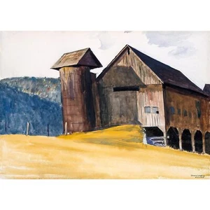 Edward Hopper, Barn and Silo, Vermont, 1929, Pearl Photo Paper, A1 Size - Picture 1 of 10