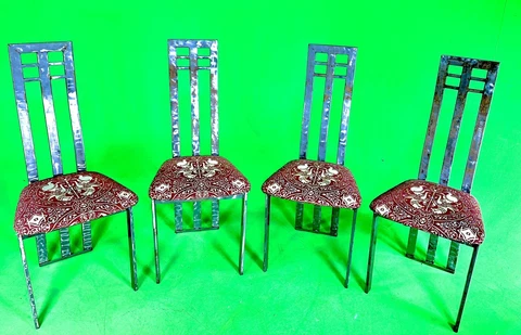 Chairs Set of Four real steel, patina medieval castle manor european style Cover