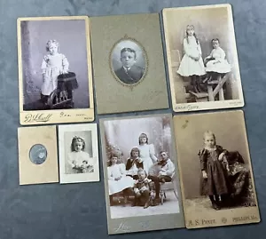 7 C.1895 CDVs & Schrankkarten ~ viktorianische Kinder, Sammlung, Ausstellungsrequisiten - Bild 1 von 10