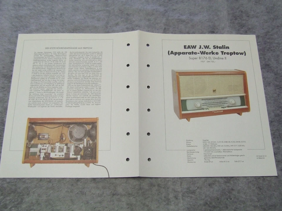 Wiring Diagram for Tube Radio EAW J.W. Stalin Treptov Super 8176 EL Radio Museum - Image 1 of 1
