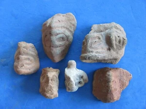 (6) Pre-Columbian Terracotta Effigy Heads 200-600 A.D. - Picture 1 of 7