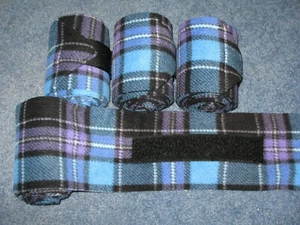 NEW set of 4 black/blue/purple plaid horse polo wraps (horse/pony leg wraps) - Picture 1 of 1