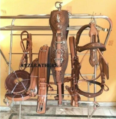 Brown Leather Driving harness With Antique Finish In Full, Cob, Pony & Shetland - Image 1 of 2