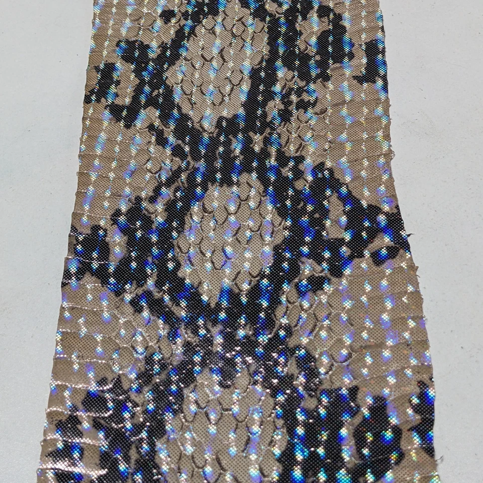 Python Print Showgirl Elaphe Snake Skin Snakeskin Leather Metallic Dots Taupe - Image 1 of 3