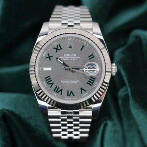 2025 NEW UNWORN Datejust 41 "Wimbledon" Slate Dial Fluted Bezel Jubilee Bracelet - Picture 1 of 23
