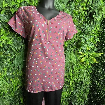 MILEAGE Tops 女式 2XL 粉色灰尘衬衫花卉印花高低下摆全新带标签 0080 — 第 1/4 张图片