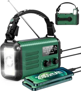 Hand Crank Emergency Radio, NOAA Weather Radio with AM/FM & Solar Radio, 20000MA - Picture 1 of 6