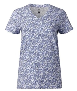 Women’s Plus Size 3X Short Sleeve, V-Neck T-Shirt In Blue Paisley New With Tags - Picture 1 of 2