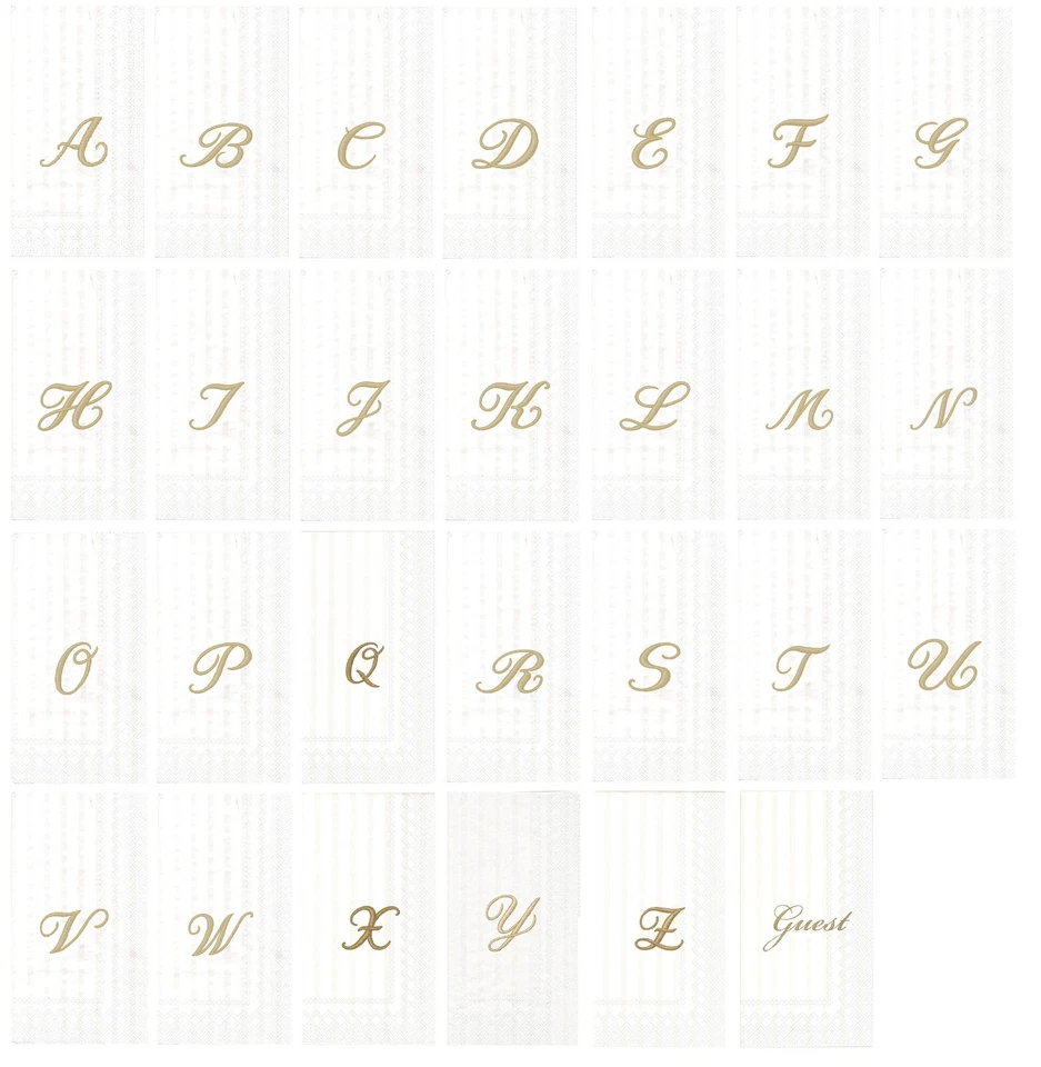 Boston International Monogram A-Z Gold Paper Guest Towel