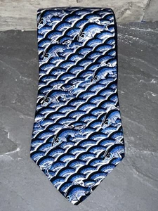 Fish Tales by Schreter Rainbow Trout Hand Finished 100% Silk Tie, Blue, Fishing - Picture 1 of 5