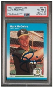 1987 Fleer Update Mark McGwire Signed Rookie Baseball Card PSA 8 DNA Auto 10 - Picture 1 of 3