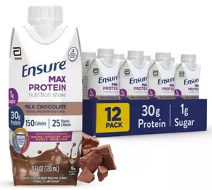(12 Pack) Ensure Max Protein Chocolate Nutrition Shake, Meal Replacement, 11 Oz - Picture 1 of 11