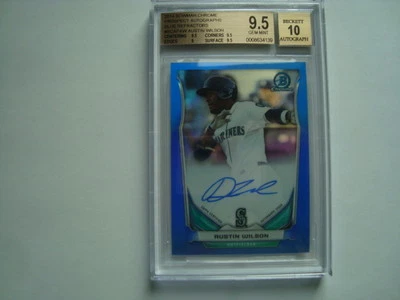 2014 Bowman Chrome Austin Wilson Blue Refractor Autograph BGS 9.5 #'d 33/150 - Image 1 of 3