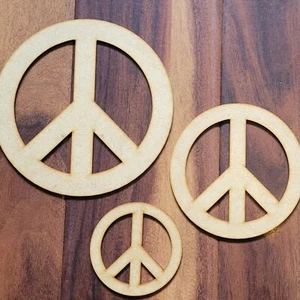Large Wooden MDF Peace Symbol Shape 10-60cm Pacifism Sign ND Flag Symbol 50's - Picture 1 of 10
