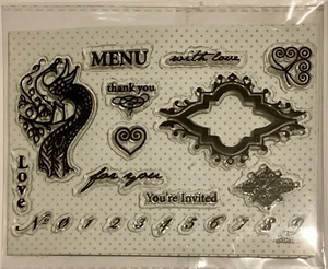 Peacock Love & Numbers 22 Piece Transparent Stamp Set Scrapbook Cardmaking NEW - Picture 1 of 4