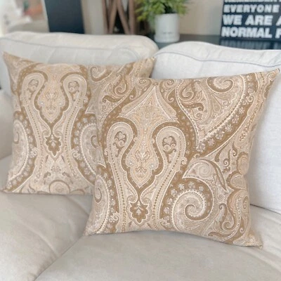 2 Funda Almohada Ralph Lauren PERSONALIZADA Desert Spa 20" Marrón Tostado Acento Paisley Foto 1 de 4