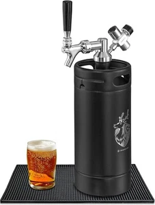 Portable Mini Keg Draft Beer Dispenser System with Drip Mat and Foldable Funnel - Picture 1 of 8