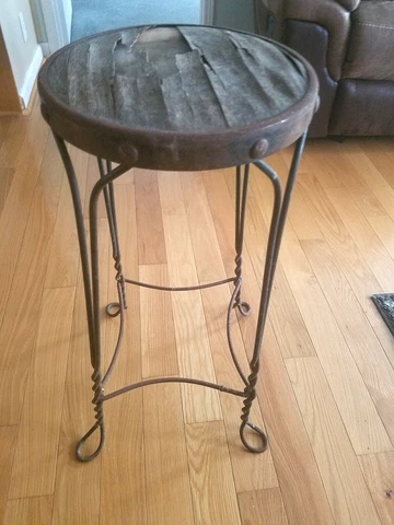 Project 26" Tall Parlor Stool w/ Twisted Wire Legs Wood Seat  Antique Chair Bar Cover
