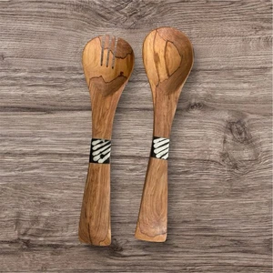 Wooden Salad Utensil Set Fork & Spoon Gift Idea. - Picture 1 of 7