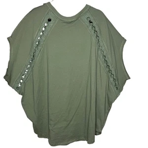 Free People salbeigrün rau an den Kanten offene Strick Ösen Top Damen XL - Bild 1 von 9
