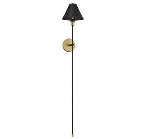 1-Light Wall Sconce in Black with Natural Brass Accents by Meridian Lighting - Picture 1 of 7