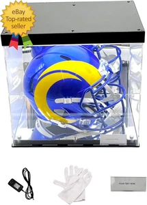 Luces LED Tamaño Completo Casco de Fútbol Tenis Espejo Memorabilia Caja de Almacenamiento Acrílico - Imagen 1 de 7