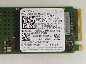 Micron 2450 MTFDKCD256TFK 256 GB NVMe 42mm Solid State Drive - Picture 1 of 6
