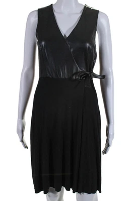 Bailey 44 Womens Sleeveless V Neck Faux Leather Shift Dress Black Size Small - Image 1 of 4