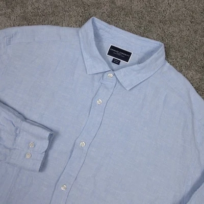 Camisa Charles Tyrwhitt Para Hombres 2XL Azul Lino Sólido Cambray Calce Clásico Abotonada Foto 1 de 4