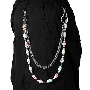 Mens Edgy Skull Wallet Chain, Y2K Belt Chain Jeans Chain Pants Chain, Bag Charm - Picture 1 of 18