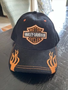 Harley Davidson Flame Orange/black Hat - Picture 1 of 3