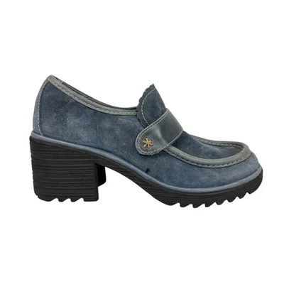 Mocasines FLY London Azul Gamuza con Borde de Cuero Zapato Talla 40 EU Foto 1 de 4