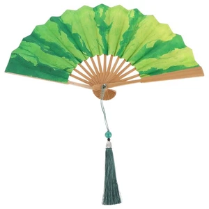 Handbemalter faltbarer Fächer Wassermelone faltbar Bambus zum Tanzen - Bild 1 von 12