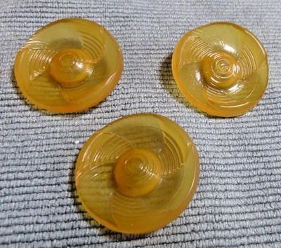 3 Vintage Antique Celluloid Buttons FANCY CARVED - Image 1 of 3