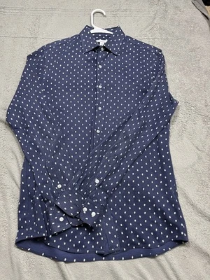 Camisa social masculina Bar III média 15-15.5 34-35 azul branca estampa floral slim fit - Imagem 1 de 4