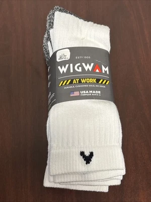 Wigwam At Work Crew Socks Men's Socks 3 Pack White Large Size 9-12 - Image 1 of 2