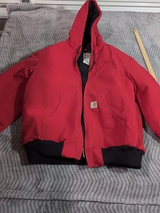 Carhartt Men's Red Canvas Hooded Jacket Vintage, Size Medium Regular - Picture 1 of 10