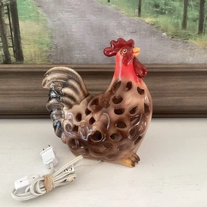 Rooster Chicken Tabletop Counter Night Light w/ Cutouts Electric Farmhouse~Flaw - Picture 1 of 12