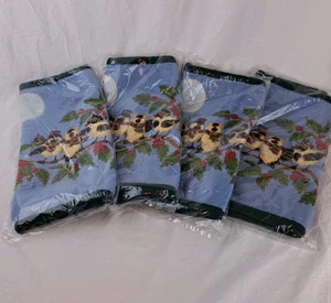 2006 Gobelin Tischsets gelbe Vögel auf einem Ast 4er Set versiegelt blau rot grün - Bild 1 von 5