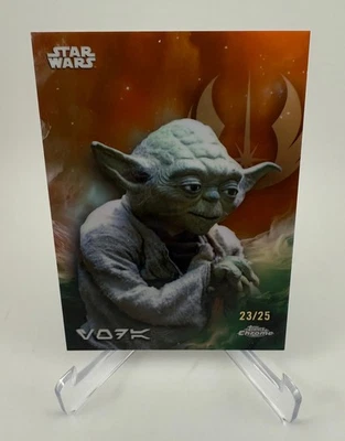 2025 Topps Chrome Star Wars Yoda Aurebesh Variation Orange Refractor /25 - Image 1 of 4