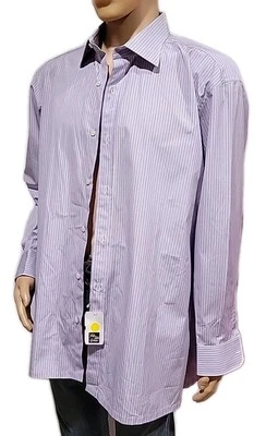 Camisa de vestir manga larga a rayas lavanda Charvet Paris para hombre $585 17,5 / 44,5 # Foto 1 de 4