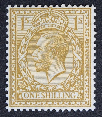 GB SG395 KGV 1912 Royal Cypher 1/- Bistre, Mint MLH — 第 1/2 张图片